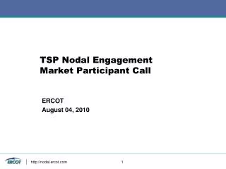 TSP Nodal Engagement Market Participant Call