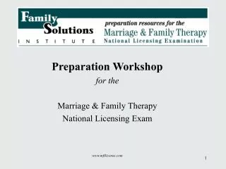 Preparation Workshop for the Marriage &amp; Family Therapy National Licensing Exam mftlicense
