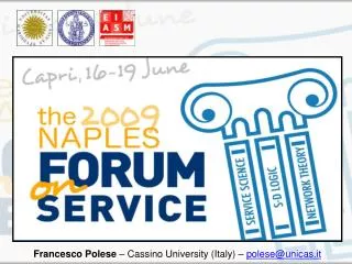 Francesco Polese – Cassino University (Italy) – polese@unicas.it