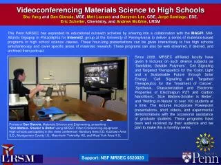 Videoconferencing Materials Science to High Schools