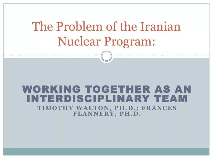the problem of the iranian nuclear program