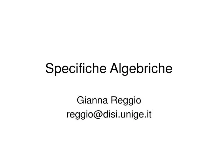 specifiche algebriche