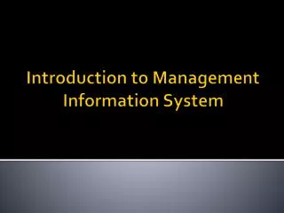 introduction to management information system