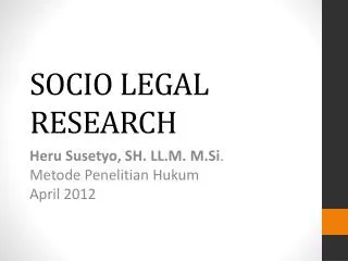 SOCIO LEGAL RESEARCH