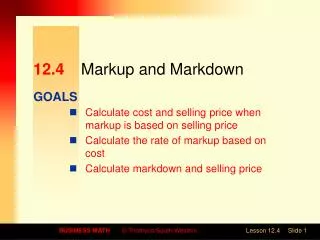 12.4 	Markup and Markdown