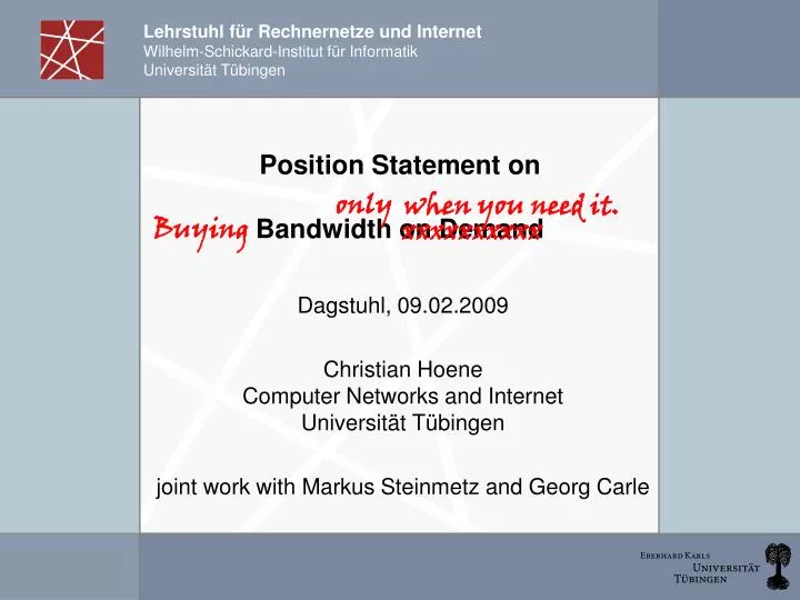 position statement on bandwidth on demand
