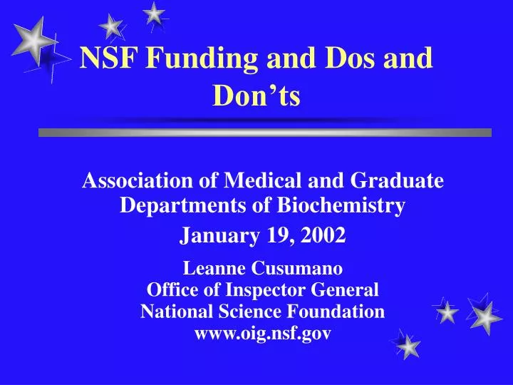 nsf funding and dos and don ts