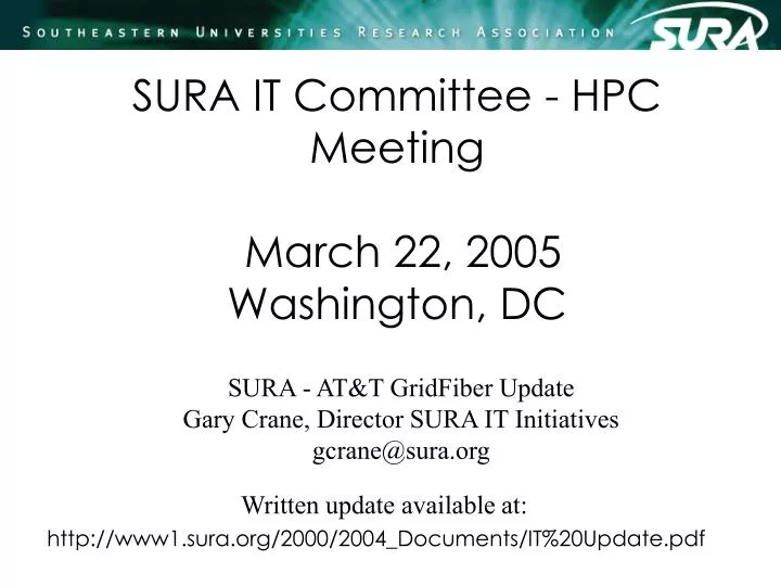 sura it committee hpc meeting march 22 2005 washington dc