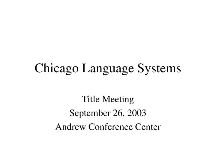 chicago language systems