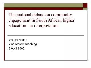 The national debate on community engagement in South African higher education: an interpretation