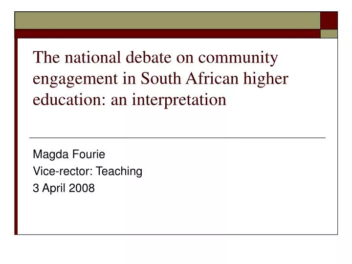 the national debate on community engagement in south african higher education an interpretation