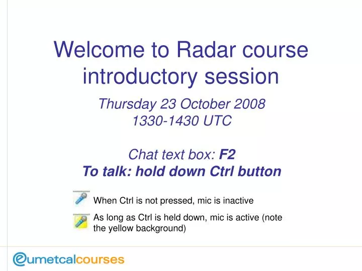 welcome to radar course introductory session