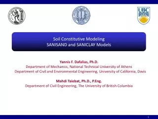 Soil Constitutive Modeling SANISAND and SANICLAY Models