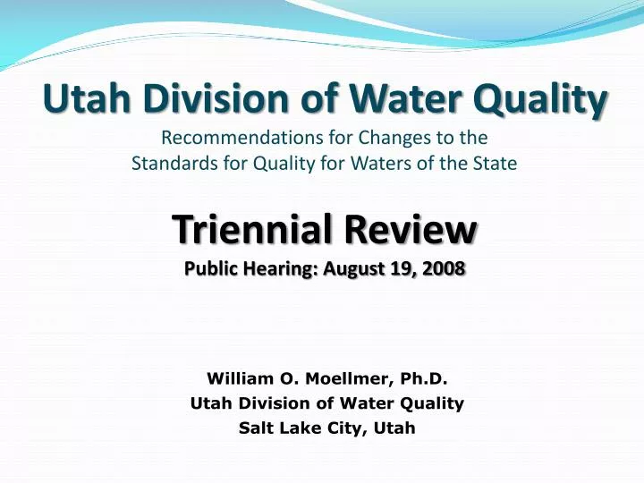 william o moellmer ph d utah division of water quality salt lake city utah