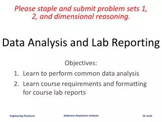 Data Analysis and Lab Reporting