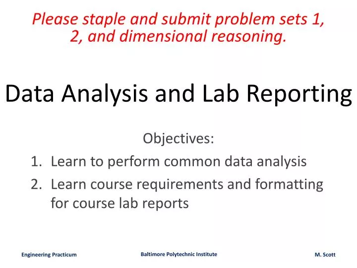 data analysis and lab reporting