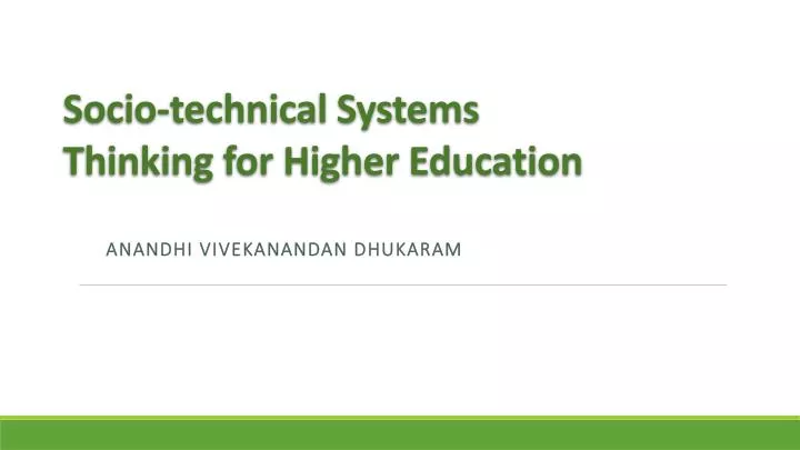 socio technical systems thinking for higher education