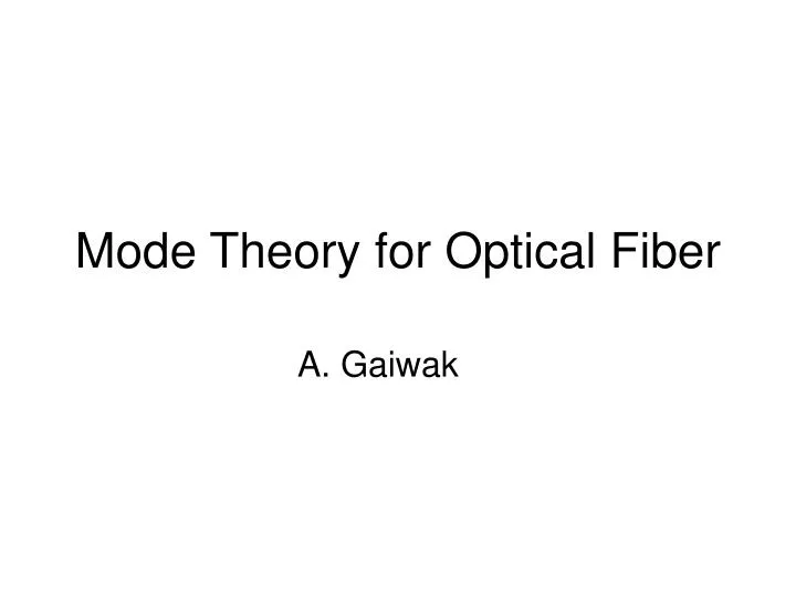 mode theory for optical fiber