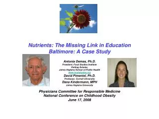 Nutrients: The Missing Link in Education Baltimore: A Case Study