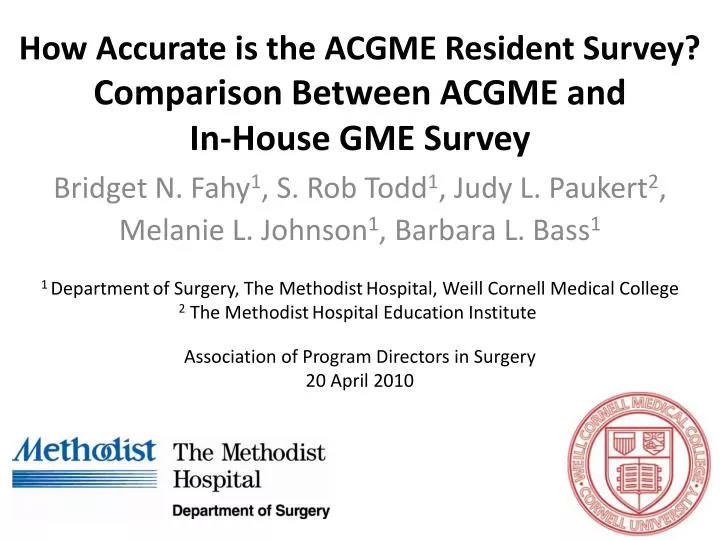 how accurate is the acgme resident survey comparison between acgme and in house gme survey