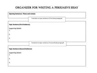 Topic Sentence (First Evidence): Supporting Details: 1. 2. 3.