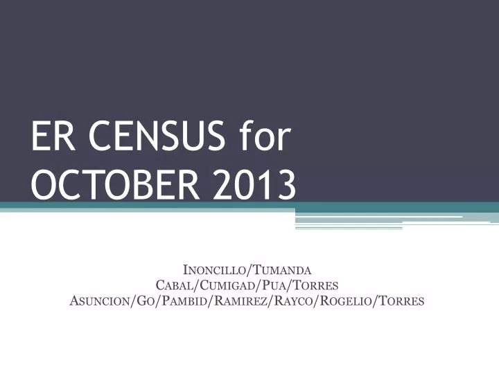 er census for october 2013