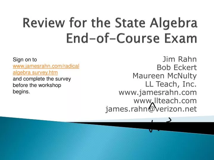 review for the state algebra end of course exam