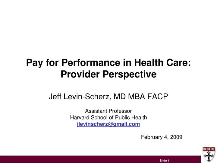 pay for performance in health care provider perspective