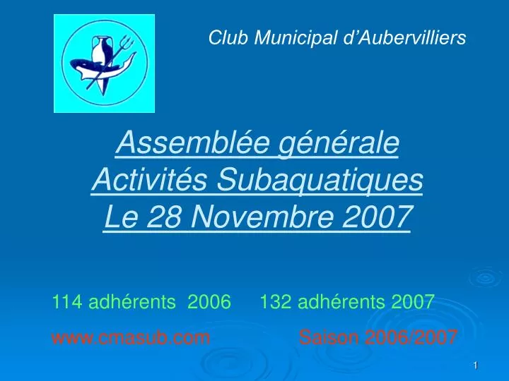 assembl e g n rale activit s subaquatiques le 28 novembre 2007