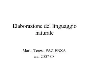 elaborazione del linguaggio naturale