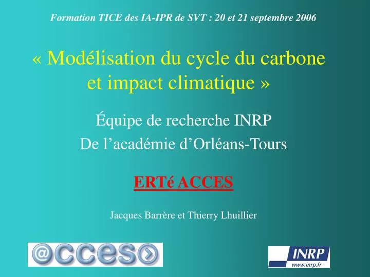 mod lisation du cycle du carbone et impact climatique