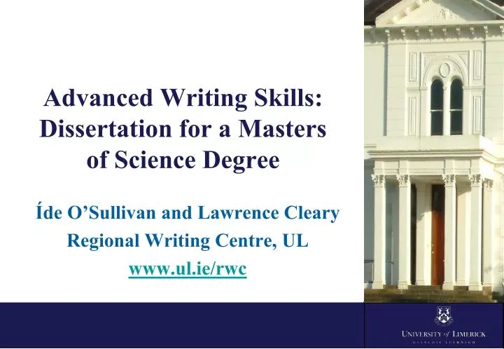 advanced writing skills dissertation for a masters of science degree