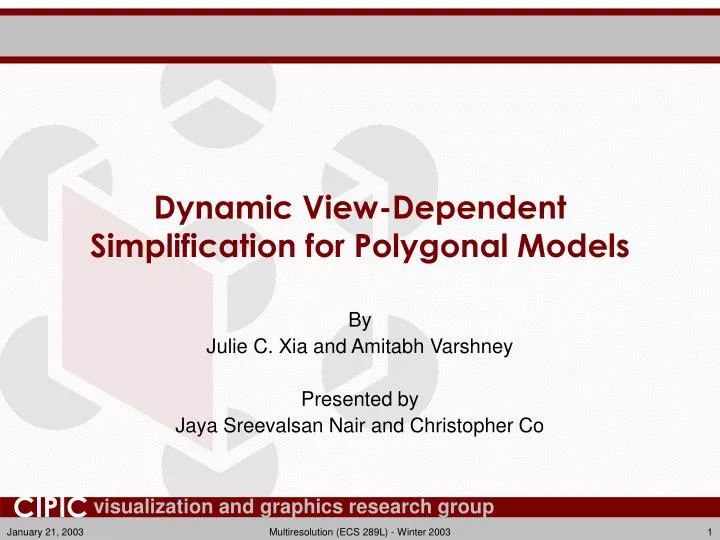 dynamic view dependent simplification for polygonal models