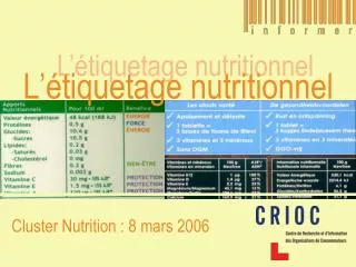l tiquetage nutritionnel