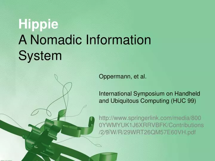 hippie a nomadic information system