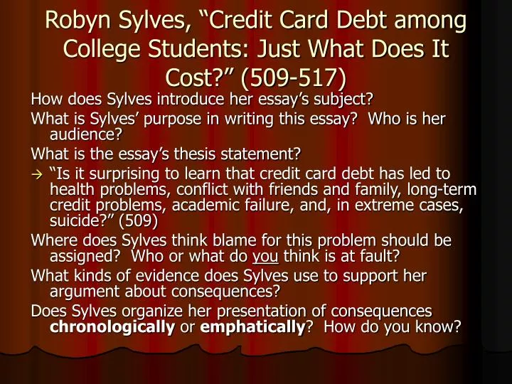 robyn sylves credit card debt among college students just what does it cost 509 517