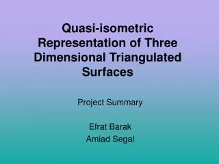 Quasi-isometric Representation of Three Dimensional Triangulated Surfaces