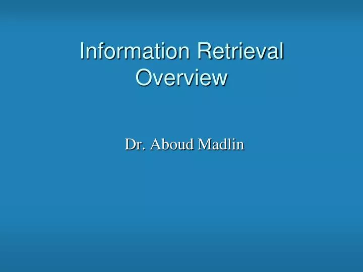 information retrieval overview