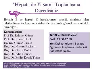 hepatit ile ya am toplant s na davetlisiniz