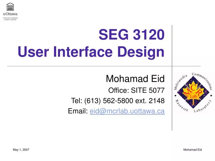 seg 3120 user interface design