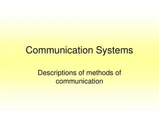 Communication Systems