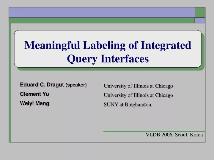 meaningful labeling of integrated query interfaces