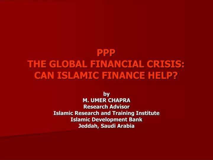 ppp the global financial crisis can islamic finance help
