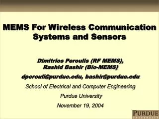 MEMS For Wireless Communication Systems and Sensors