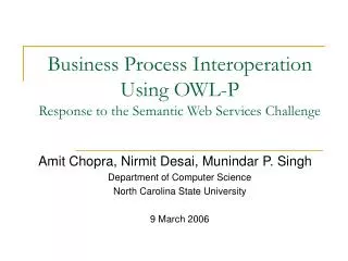 Business Process Interoperation Using OWL-P Response to the Semantic Web Services Challenge