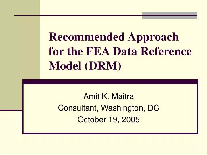 recommended approach for the fea data reference model drm