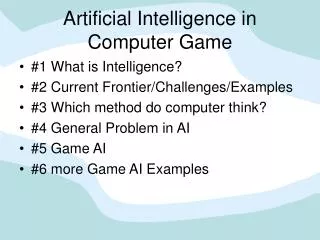 Artificial Intelligence in Computer Game