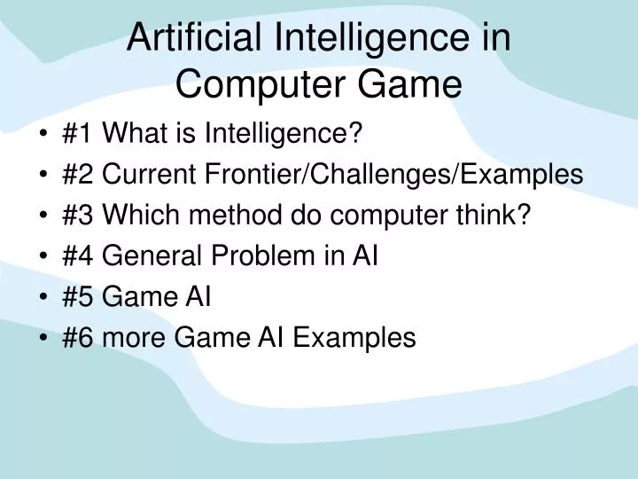 artificial intelligence in computer game