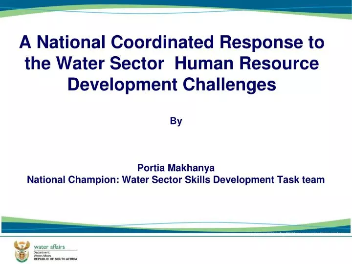 a national coordinated response to the water sector human resource development challenges
