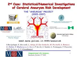 2 nd Case: Statistical/Numerical Investigations of Cerebral Aneurysm Risk Development